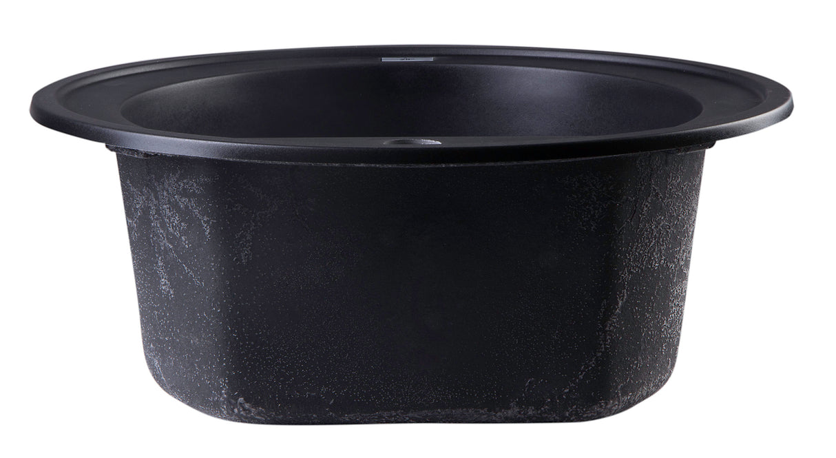 ALFI brand AB2020DI-BLA Black 20" Drop-In Round Granite Composite Kitchen Prep Sink