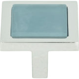 Atlas Homewares Spa Blue Square Knob 1 3/8 Inch Polished Chrome