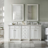 Bristol 72" Double Vanity, Bright White w/ 3 CM Victorian Silver Silestone Top w/FreePower Wireless Charger