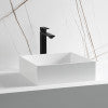 14" Square White Matte Solid Surface Resin Sink