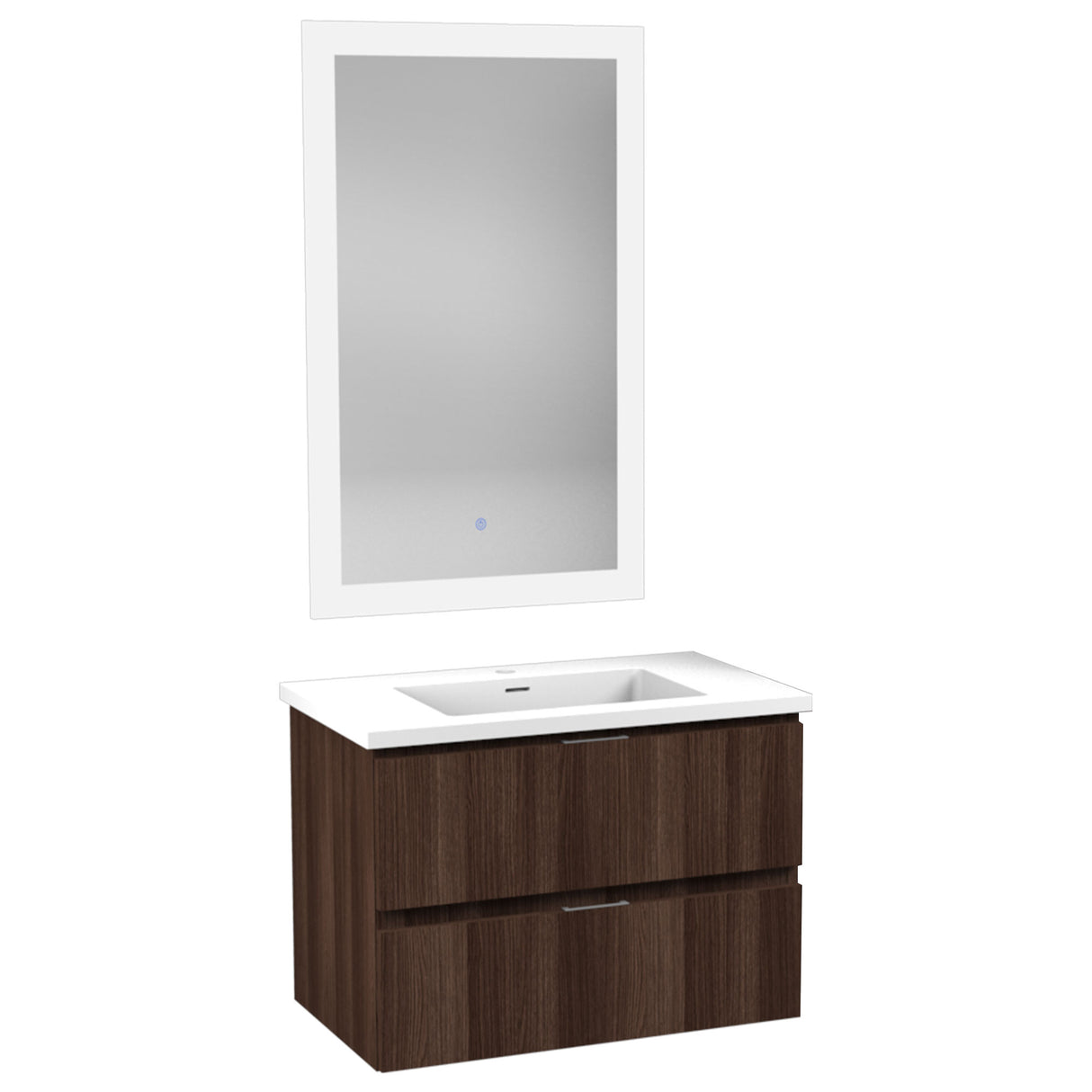 ANZZI VT-MR3CT30-DB 30 in W x 20 in H x 18 in D Bath Vanity in Dark Brown with Cultured Marble Vanity Top in White with White Basin & Mirror