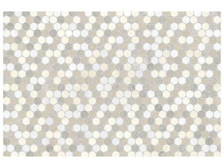 Anatolia Tile Utopio 1.25 In Pennyround Dune Honed Natural Stone Waterjet Mosaic 5001-0425-0 Pennyround Dune - premium natural stone mosaic tile from Anatolia Tile, available at PoshHaus showroom in Keene, NH