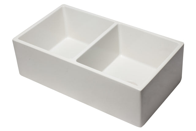 ALFI brand AB3318DB-W 33 inch White Reversible Double Fireclay Farmhouse Kitchen Sink