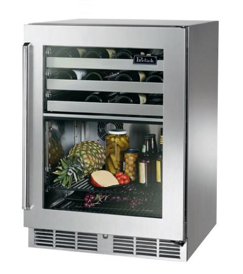 Perlick 24-Inch Built-In Beverage Center in Stainless Steel with Glass Door (HP24CS3R)