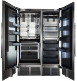 Perlick 54" Side-by-Side Column Refrigerator & Freezer Set with Door Panel in Stainless Steel, Toe Kick, and Pro Handle