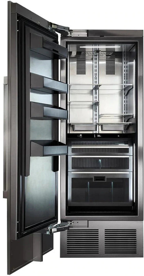 Perlick 54" Side-by-Side Column Refrigerator & Freezer Set with Door Panel in Stainless Steel, Toe Kick, and Pro Handle