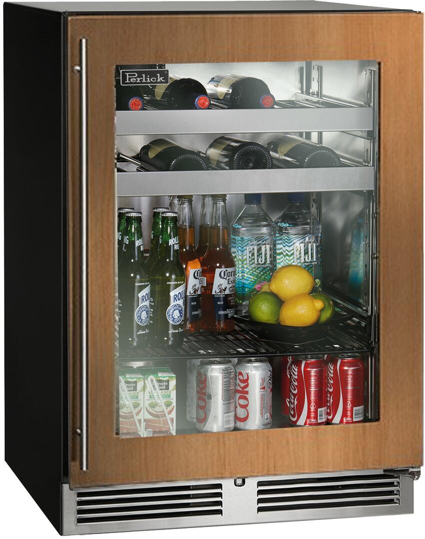 Perlick C Series 24" 5.2 cu. ft. Capacity Built-In Glass Door Beverage Center with 5.2 cu. ft. Capacity, Panel Ready with Glass Door (HC24BB-4-4L & HC24BB-4-4R) Beverage Centers Perlick No Right 