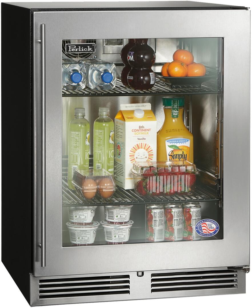 Perlick Series 24" Built-In Counter Depth Compact Refrigerator with 4.8 cu. Ft in Stainless Steel with Glass Door (HA24RB-4-3L & HA24RB-4-3R) Refrigerators Perlick No Right 