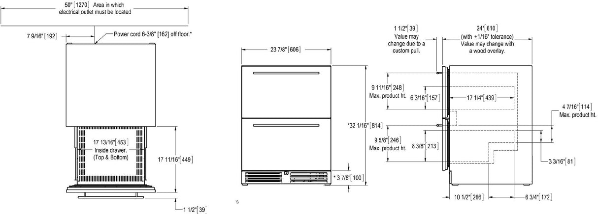 Perlick Series 24-Inch Built-In Counter Depth Refrigerator Drawer with 4.8 cu. ft. Capacity, Panel Ready with Stainless Steel Interior (HA24RB-4-6)