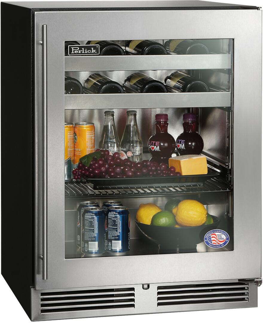 Perlick Series 24" Built-In Counter Depth Drawer Refrigerator with 4.8 cu. ft. Capacity, Stainless Steel with Glass Door, and Stainless Steel Interior (HA24BB-4-3L & HA24BB-4-3R) Refrigerators Perlick No Right 