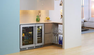Perlick Signature Series 15-Inch Built-In Single Zone Wine Cooler with 20 Bottle Capacity in Stainless Steel with Glass Door (HP15WS-4-3L & HP15WS-4-3R)