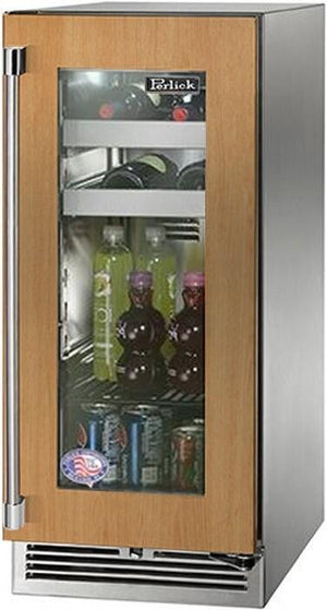Perlick Signature Series 15" Built-In Single Zone Wine Cooler with 20 Bottle Capacity, Panel Ready with Glass Door (HP15WS-4-4L & HP15WS-4-4R) Wine Coolers Perlick No Right 