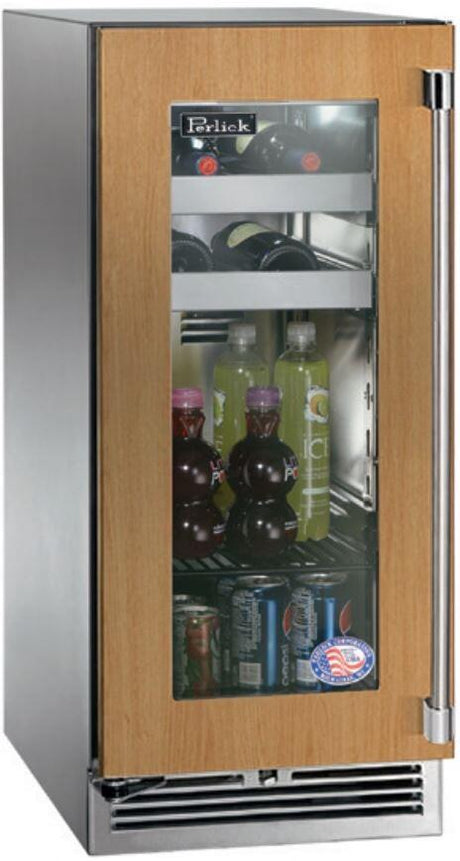 Perlick Signature Series 15" Outdoor 2.8 cu. ft. Capacity Built-In Glass Door Beverage Center with 2.8 cu. ft. Capacity in Panel Ready (HP15BO-4-4L) Beverage Centers Perlick 