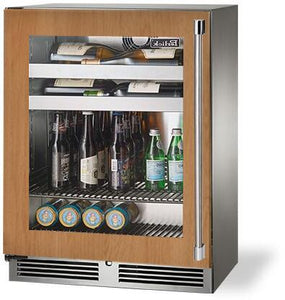Perlick Signature Series 24-Inch 3.1 cu. ft. Capacity Built-In Glass Door Beverage Center with 3.1 cu. ft. Capacity, Panel Ready with Glass Door (HH24BS-4-4L & HH24BS-4-4R)
