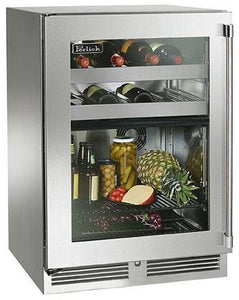 Perlick Signature Series 24-Inch 5 cu. ft. Capacity Built-In Glass Door Beverage Center with 5 cu. ft. Capacity in Stainless Steel with Glass Door (HP24CS-4-3L & HP24CS-4-3R)