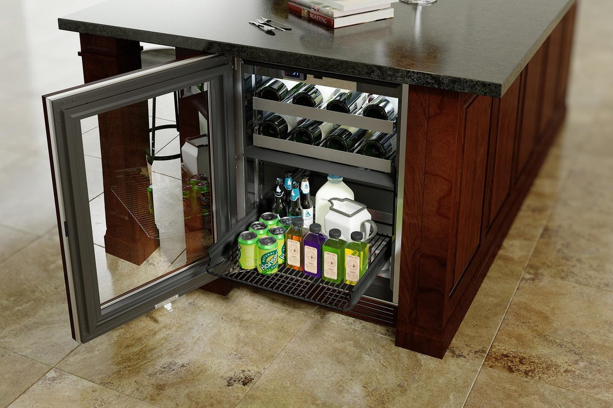 Perlick Signature Series 24-Inch 5 cu. ft. Capacity Built-In Glass Door Beverage Center with 5 cu. ft. Capacity, Panel Ready with Glass Door (HP24CS-4-4L & HP24CS-4-4R)