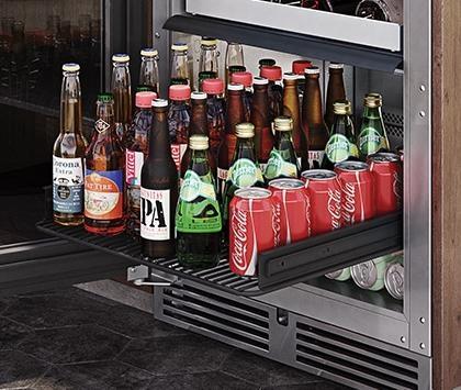 Perlick Signature Series 24-Inch 5 cu. ft. Capacity Built-In Glass Door Beverage Center with 5 cu. ft. Capacity, Panel Ready with Glass Door (HP24CS-4-4L & HP24CS-4-4R)