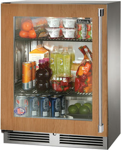 Perlick Signature Series 24-Inch Built-In Counter Depth Compact Refrigerator with 3.1 cu. ft. Capacity, Panel Ready with Glass Door (HH24RS-4-4L & HH24RS-4-4R)