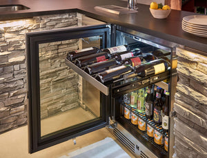 Perlick Signature Series 24-Inch Built-In Dual Zone Wine Cooler with 32 Bottle Capacity in Stainless Steel with Glass Door (HP24DS-4-3L & HP24DS-4-3R)