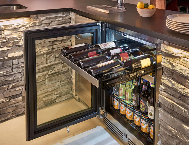 Perlick Signature Series 24-Inch Built-In Dual Zone Wine Cooler with 32 Bottle Capacity in Stainless Steel with Glass Door (HP24DS-4-3L & HP24DS-4-3R)