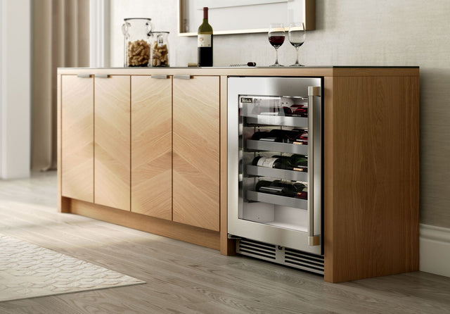 Perlick Signature Series 24-Inch Built-In Single Zone Wine Cooler with 20 Bottle Capacity in Stainless Steel with Glass Door (HH24WS-4-3L & HH24WS-4-3R)