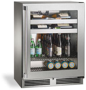 Perlick Signature Series 24" Outdoor 3.1 cu. ft. Capacity Built-In Glass Door Beverage Center with 3.1 cu. ft. Capacity in Stainless Steel with Glass Door (HH24BO-4-3L & HH24BO-4-3R) Beverage Centers Perlick No Right 