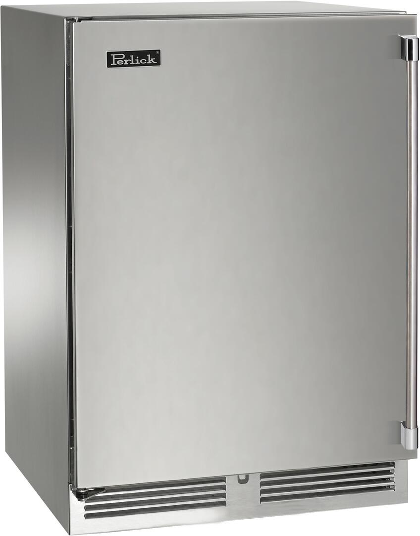 Perlick Signature Series 24-Inch Outdoor Built-In Counter Depth Compact Refrigerator with 5.2 cu. ft. Capacity in Stainless Steel (HP24RO-4-1L & HP24RO-4-1R)