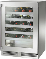 Perlick Signature Series 24" Outdoor Built-In Single Zone Wine Cooler with 45 Bottle Capacity in Stainless Steel with Glass Door (HP24WO-4-3L & HP24WO-4-3R) Wine Coolers Perlick No Right 