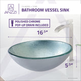 ANZZI LS-AZ055-R Series Deco-Glass Vessel Sink in Churning Silver