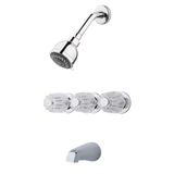 3-Handle Tub & Shower Faucet with Metal Knob Handles