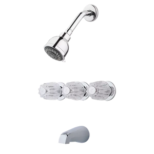 3-Handle Tub & Shower Faucet with Metal Knob Handles