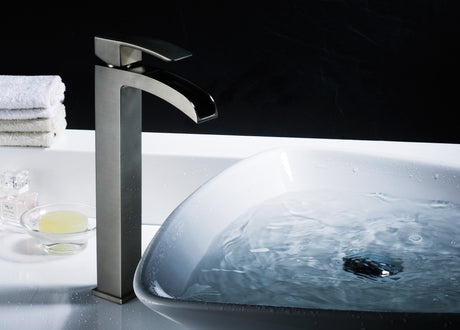 ANZZI L-AZ097BN Key Series Single Hole Single-Handle Vessel Bathroom Faucet in Brushed Nickel