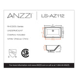 ANZZI LS-AZ112-R Series 21 in. Ceramic Undermount Sink Basin in White