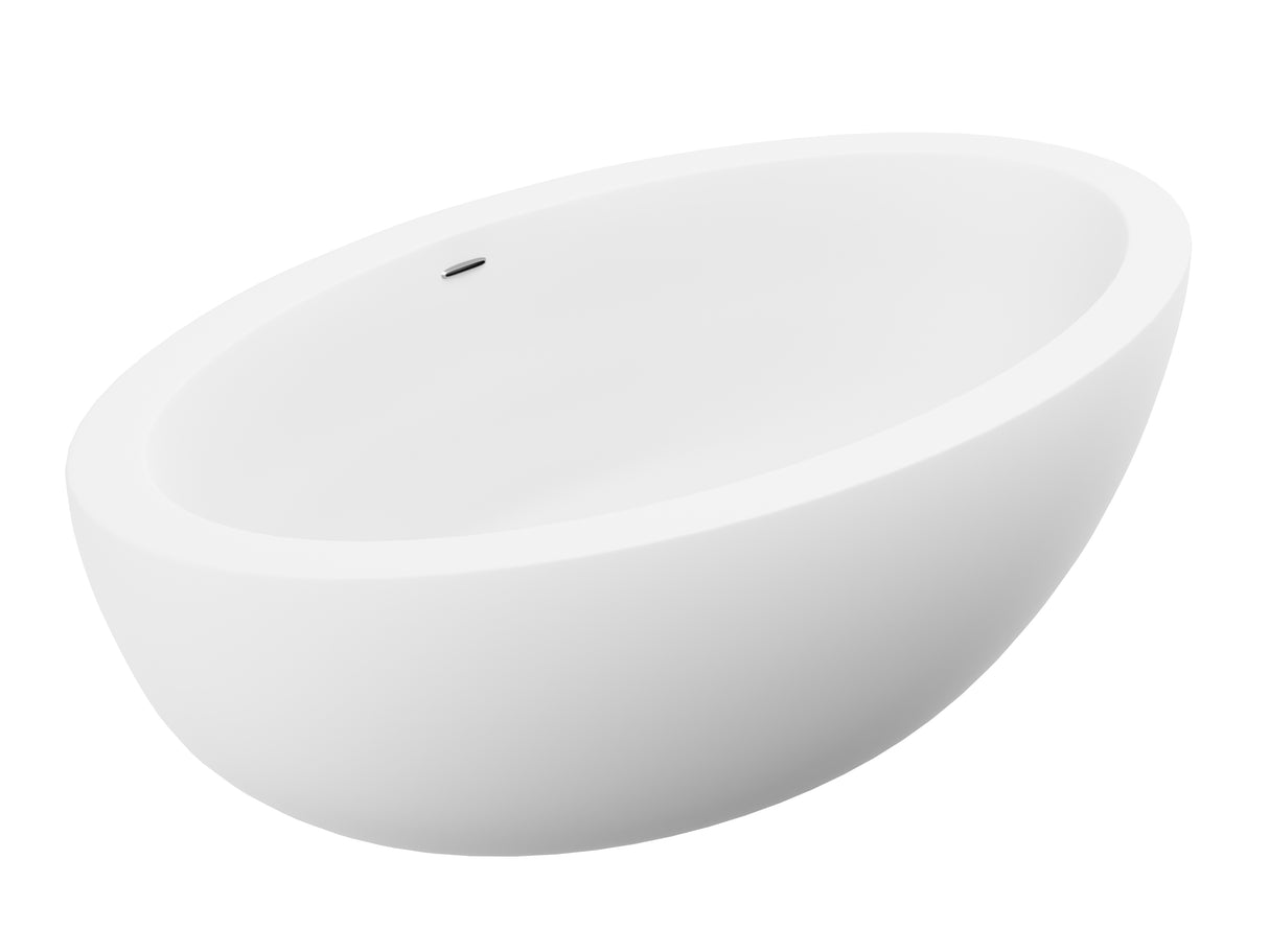 ANZZI FT-AZ504 Lusso 6.3 ft. Solid Surface Center Drain Freestanding Bathtub in Matte White