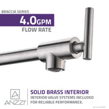 ANZZI KF-AZ258BN Braccia Series 24" Wall Mounted Pot Filler in Brushed Nickel