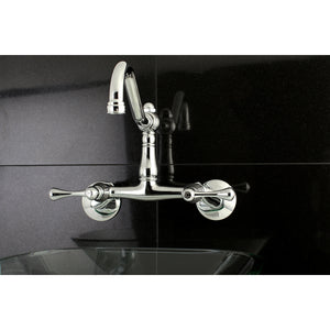 Kingston Brass KS3221BL Vintage 6" Adjustable Center Wall Mount Kitchen Faucet, Polished Chrome