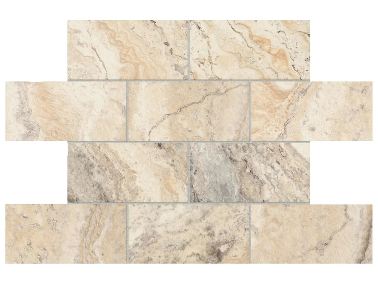 Anatolia Tile Travertine Filled & Honed Picasso Stone Tile 73-037  - premium natural stone mosaic tile from Anatolia Tile, available at PoshHaus showroom in Keene, NH
