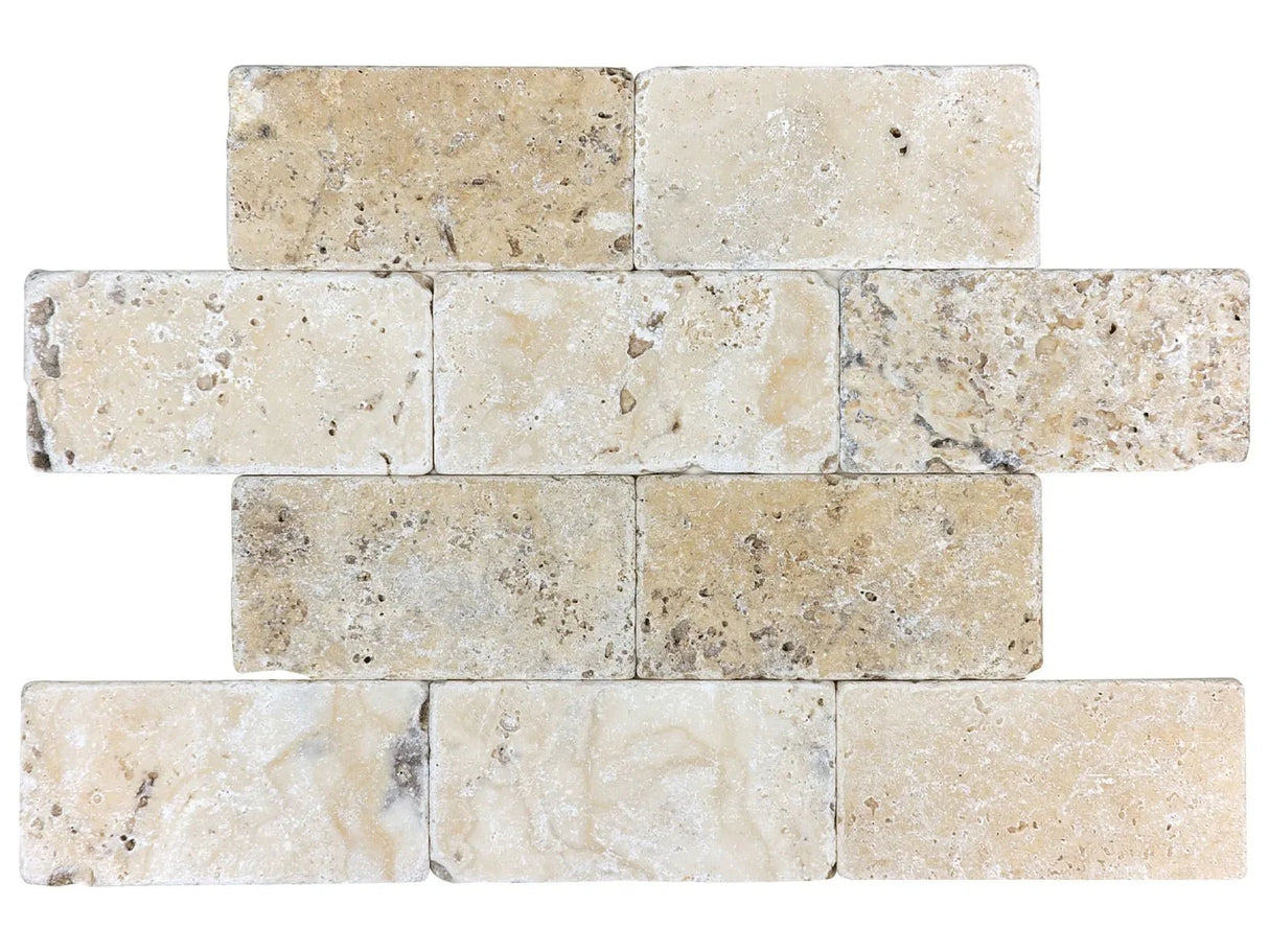 Anatolia Tile Travertine Tumbled Picasso Stone Tile 73-036  - premium natural stone mosaic tile from Anatolia Tile, available at PoshHaus showroom in Keene, NH