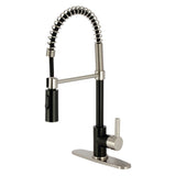 Gourmetier LS8779CTL Continental Single-Handle Pre-Rinse Kitchen Faucet, Matte Black/Brushed Nickel