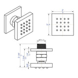Black Matte 2" Square Adjustable Shower Body Spray