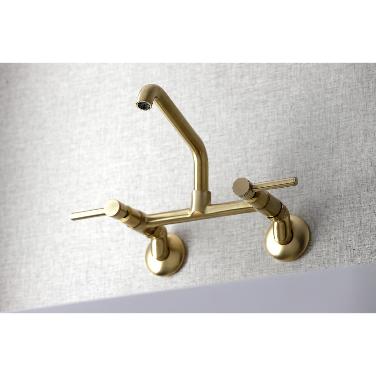 Kingston Brass KS823SB Concord Two-Handle Wall-Mount Kitchen Faucet, Brushed Brass