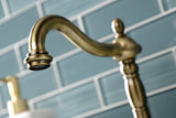 Kingston Brass KB1973PX Heritage Widespread Bathroom Faucet with Brass Pop-Up, Antique Brass
