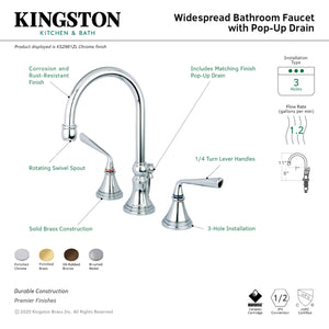 Kingston Brass KS2982ZL 8 in. Widespread Bathroom Faucet, Polished Brass