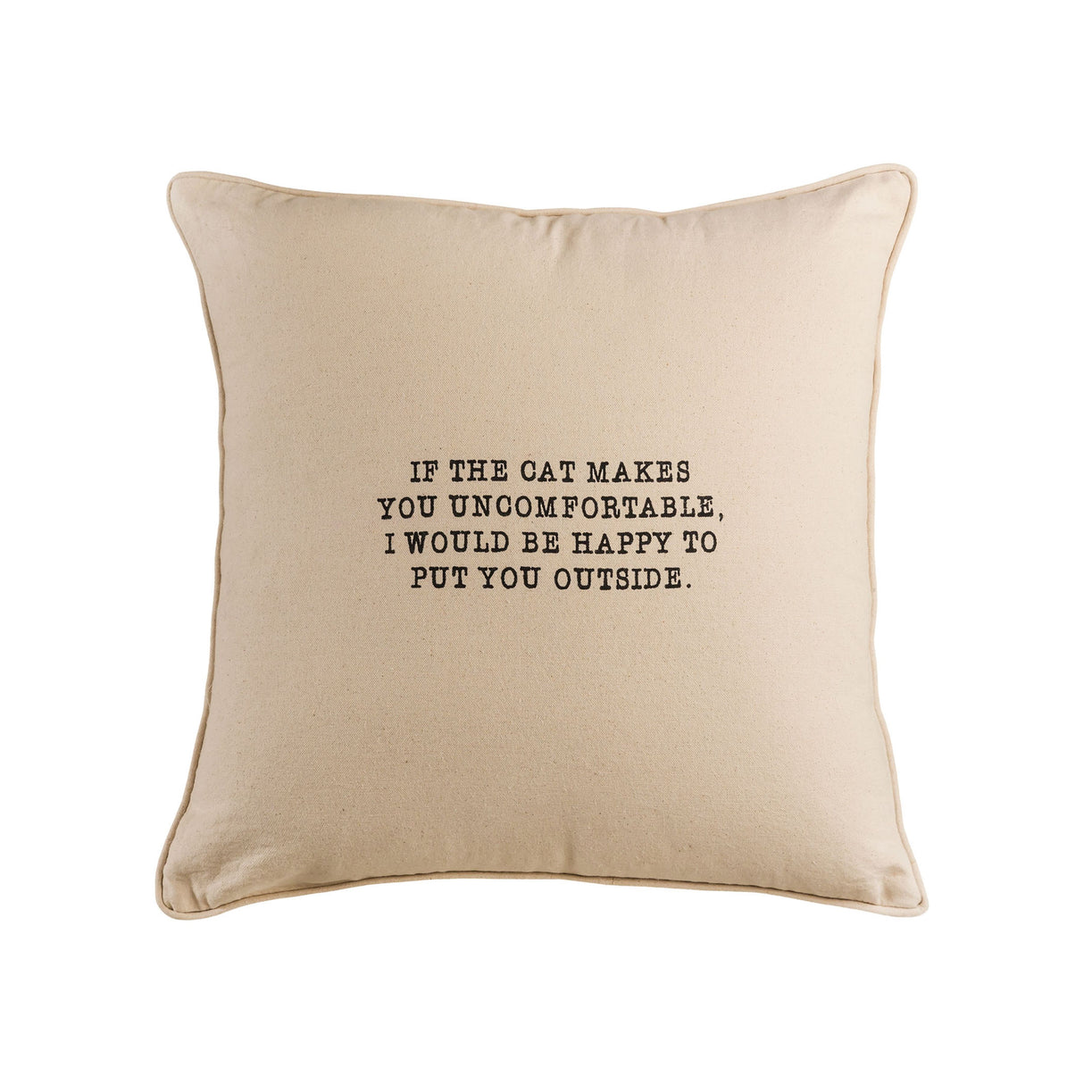 Elk PLW020 If the Cat Makes You Uncomfortable 20x20 Pillow in Bleached White with Gold Print