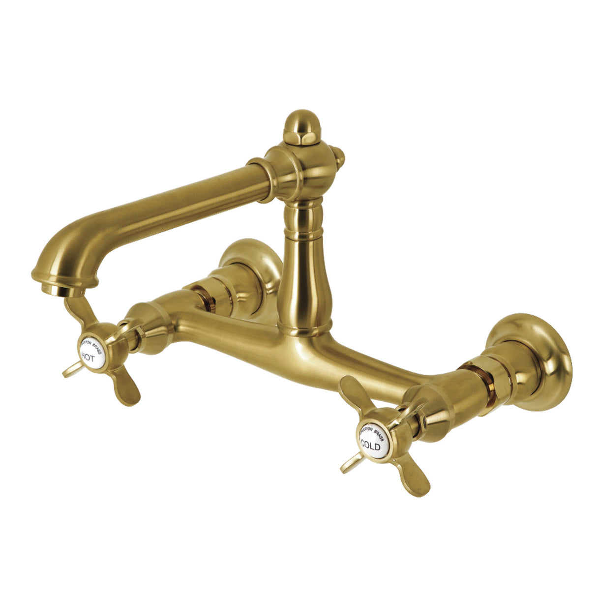 Kingston Brass KS7247BEX Essex Wall Mount Bathroom Faucet, Brushed Brass