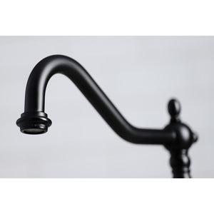 Kingston Brass KB1790ALBS 8-Inch Widespread Kitchen Faucet with Brass Sprayer, Matte Black