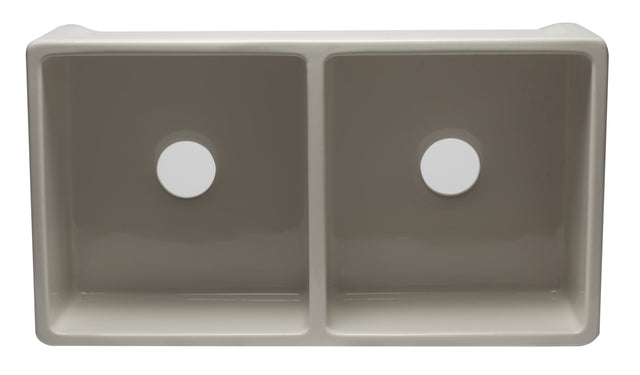 ALFI brand AB3318DB-B 33 inch Biscuit Reversible Double Fireclay Farmhouse Kitchen Sink