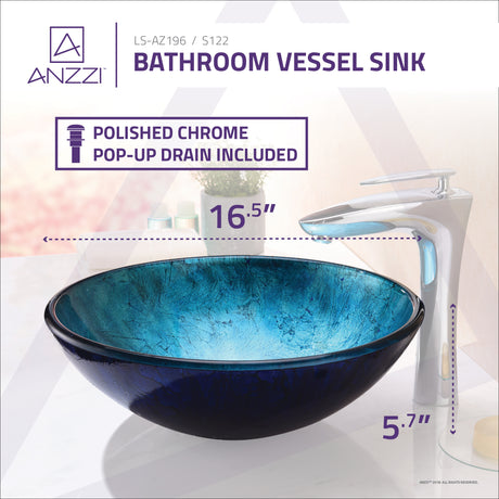 ANZZI S122 Jonas Series Vessel Sink in Frosted Blue