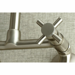 Kingston Brass KS413SN Concord 8-Inch Adjustable Center Wall Mount Kitchen Faucet, Brushed Nickel