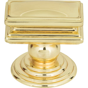 Atlas Homewares Campaign Rectangle Knob 1 1/2 Inch Polished Brass